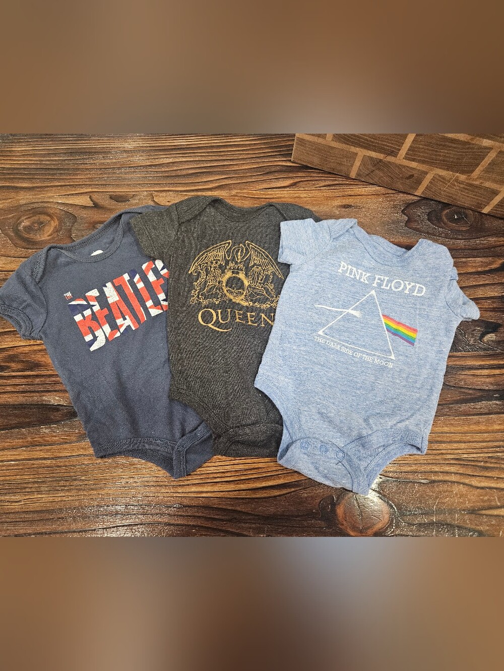 Baby 3 month Rock Band Pink Floyd, Queen & The Beatles Onesie Bundle